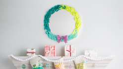 Festive Wreath Made of Post It Notes with Bow